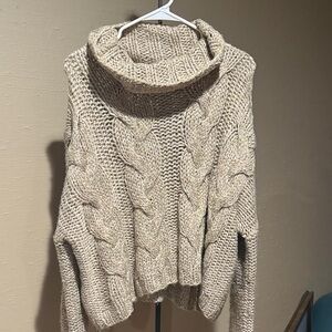 Moon River Chunky Knit Turtleneck Sweater - Tan